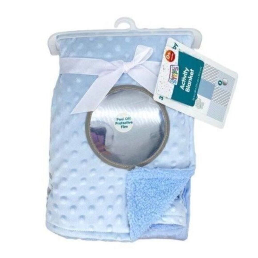 Gentle Steps Plush Baby Activity Blanket W/ Teething Ring, Crinkle, & Mirror New